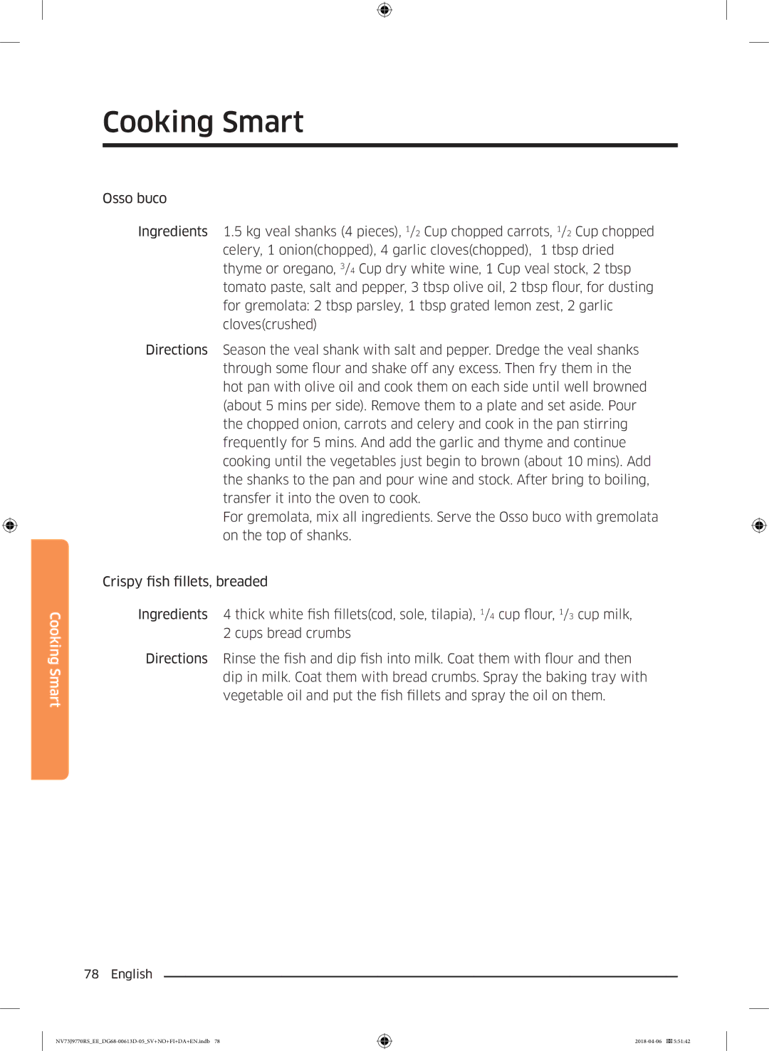 Samsung NV73J9770RS/EE manual Cooking Smart 