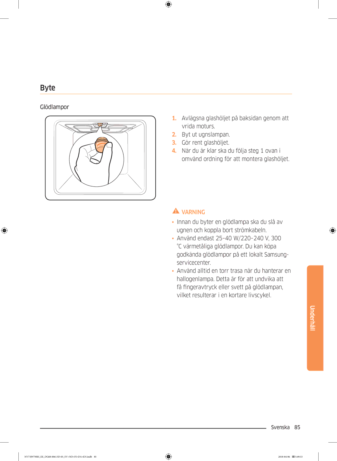 Samsung NV73J9770RS/EE manual Byte 