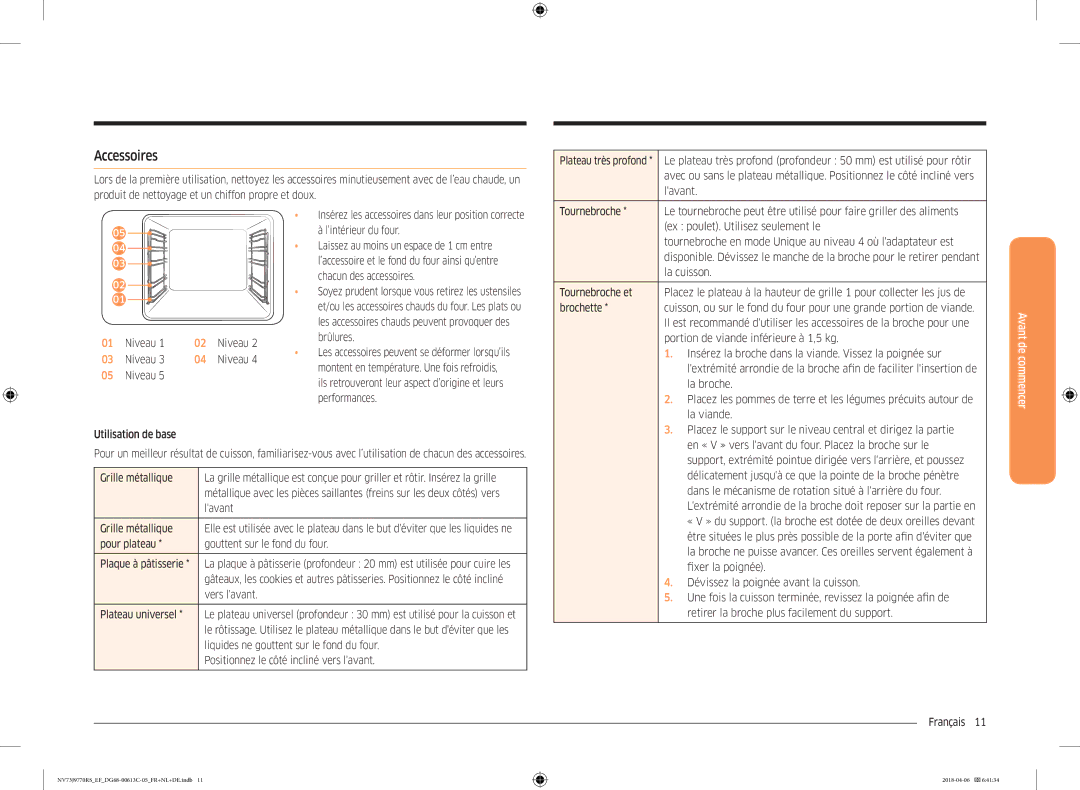 Samsung NV73J9770RS/EF manual Accessoires 