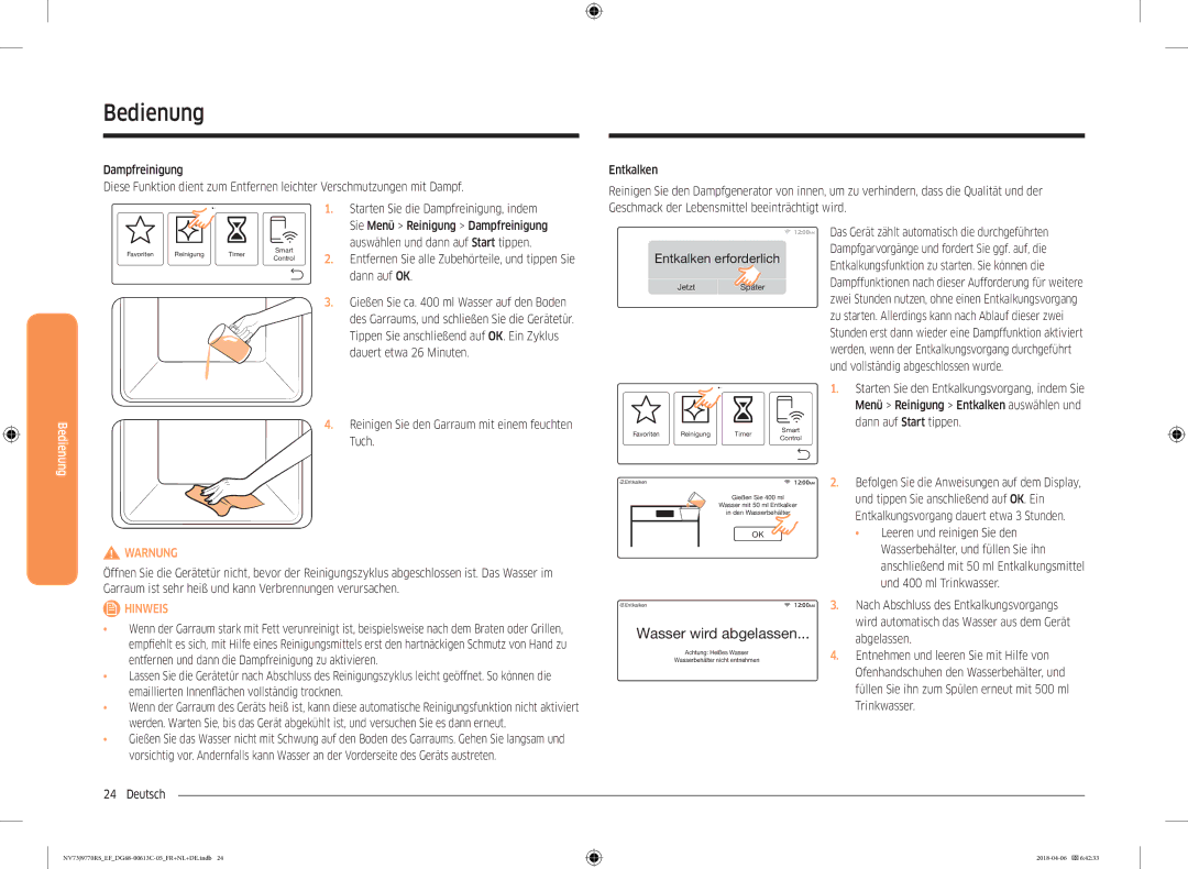 Samsung NV73J9770RS/EF manual Wasser wird abgelassen 