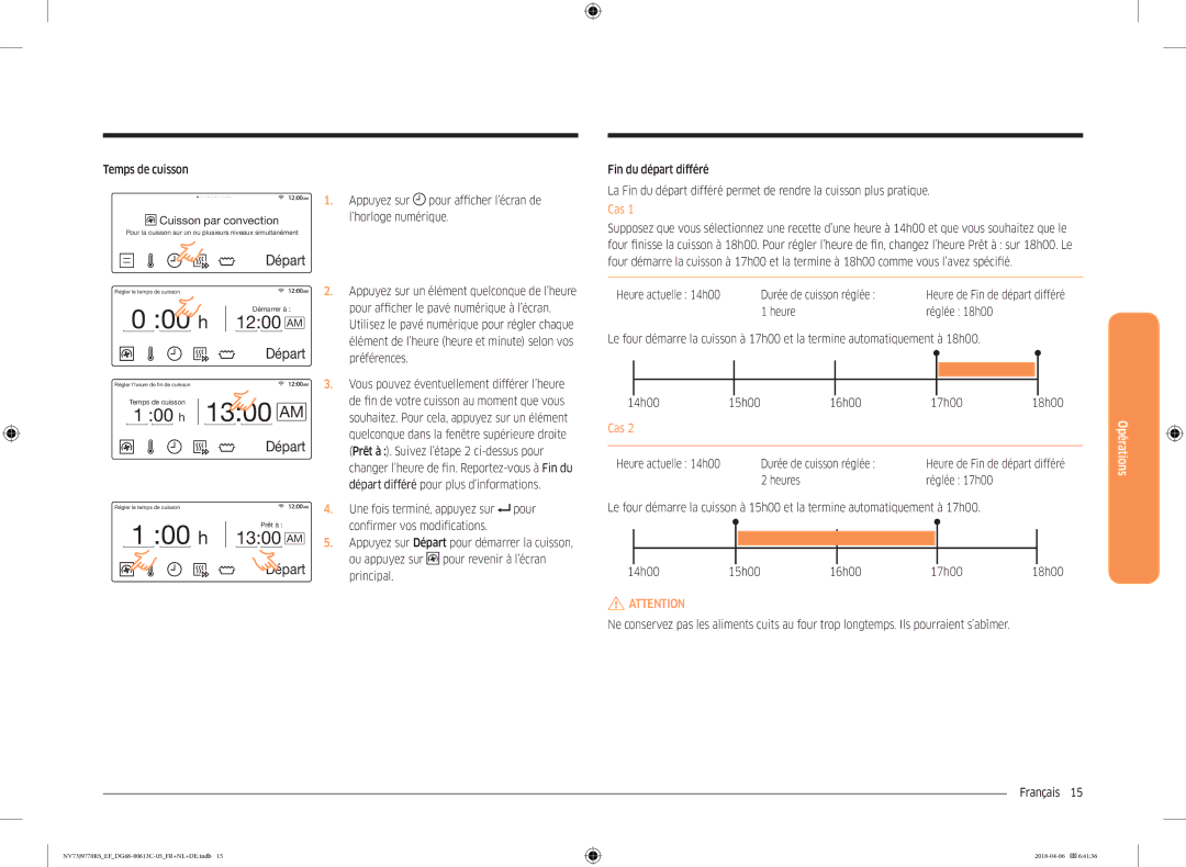 Samsung NV73J9770RS/EF manual Temps de cuisson, Appuyez sur, ’horloge numérique, Pour afficher le pavé numérique à l’écran 