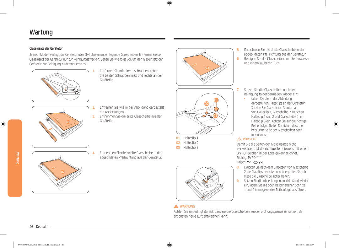 Samsung NV73J9770RS/EF manual Vorsicht 