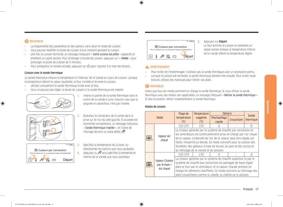 Samsung NV73J9770RS/EF manual Poignée en caoutchouc n’est pas insérée, Spécifiez la température de cuisson, ou, Appuyez su 