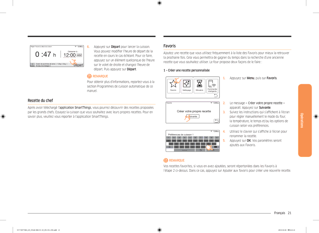 Samsung NV73J9770RS/EF manual Favoris, Recette du chef, Apparaît. Appuyez sur Suivante, Cuisson selon vos préférences 