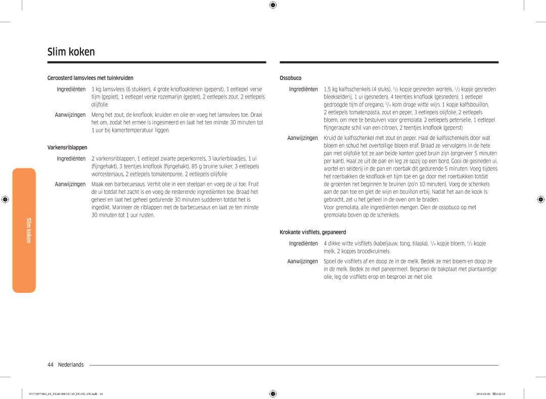 Samsung NV73J9770RS/EF manual Slim koken 