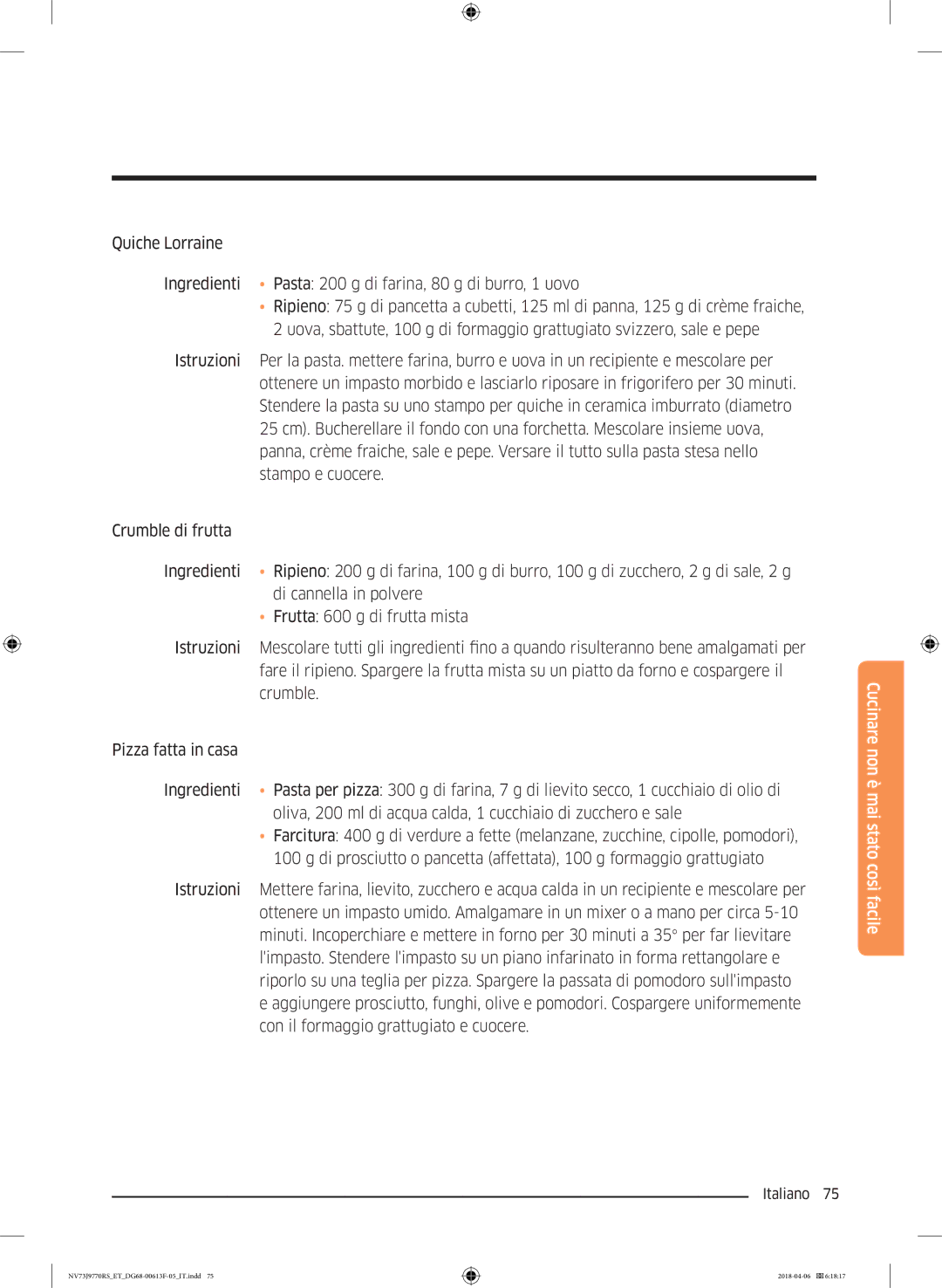 Samsung NV73J9770RS/ET manual Cucinare non è mai stato così facile 