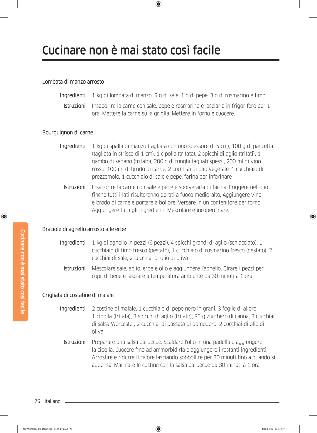 Samsung NV73J9770RS/ET manual Cucinare non è mai stato così facile 