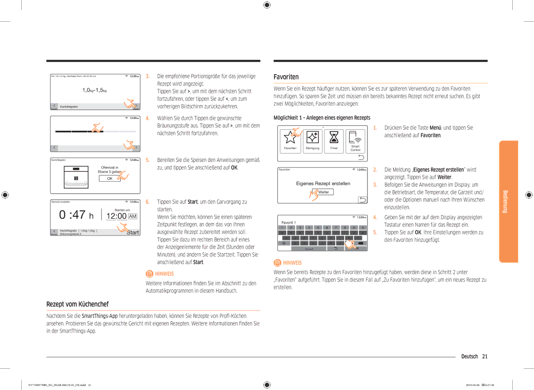 Samsung NV73M9770BS/EG manual Favoriten, Rezept vom Küchenchef 