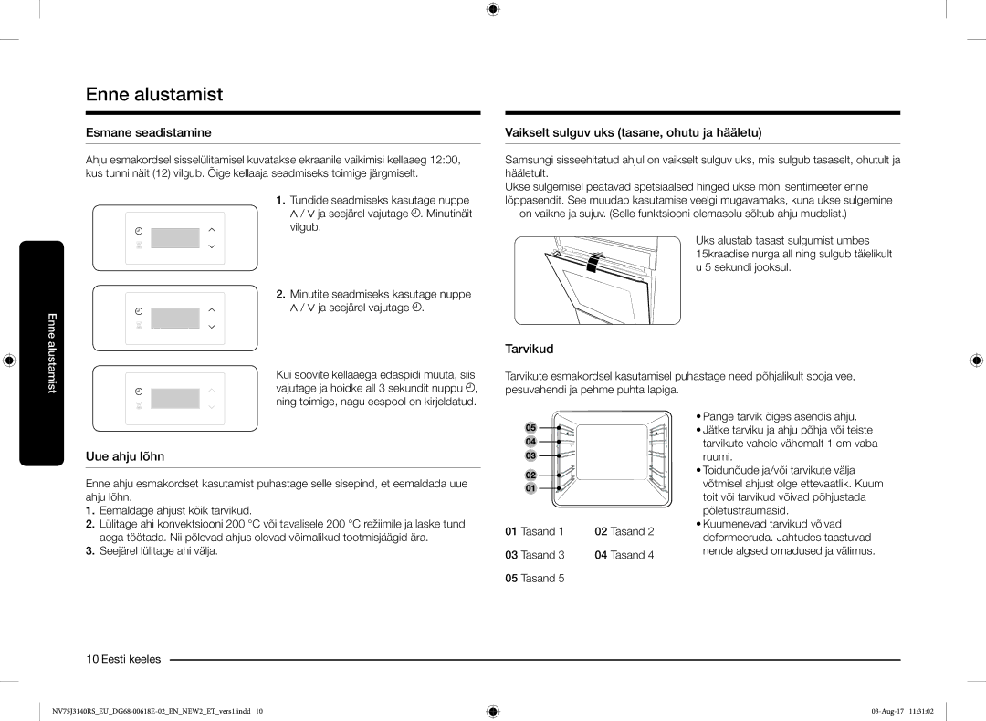 Samsung NV75J3140BS/EO manual Enne alustamist, Esmane seadistamine, Vaikselt sulguv uks tasane, ohutu ja hääletu, Tarvikud 