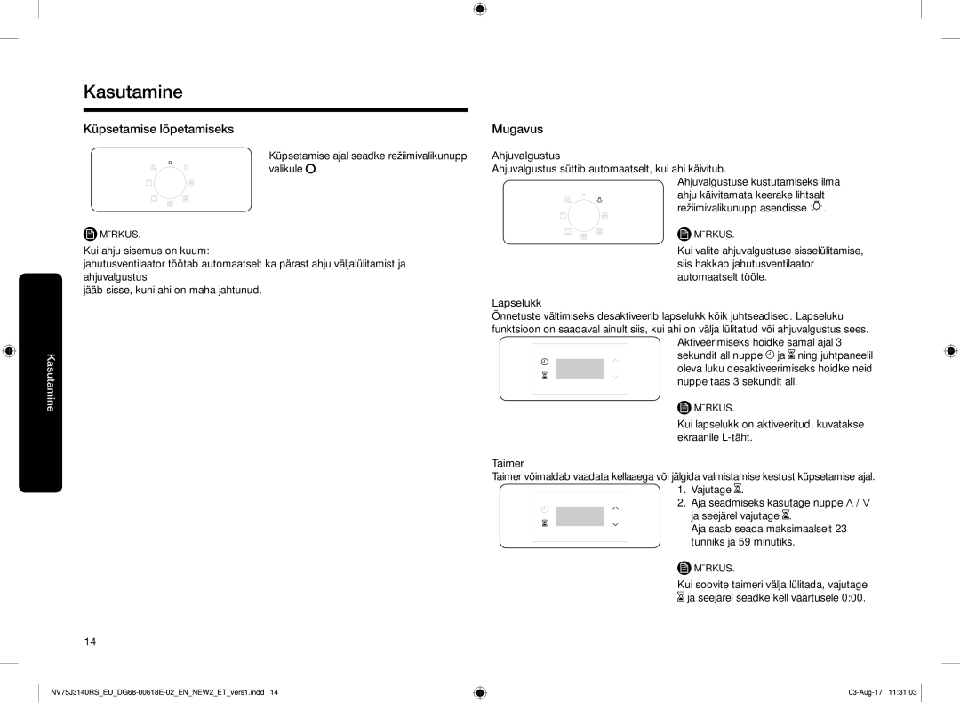 Samsung NV75J3140BS/EO manual Küpsetamise lõpetamiseks, Mugavus, Küpsetamise ajal seadke režiimivalikunupp valikule 