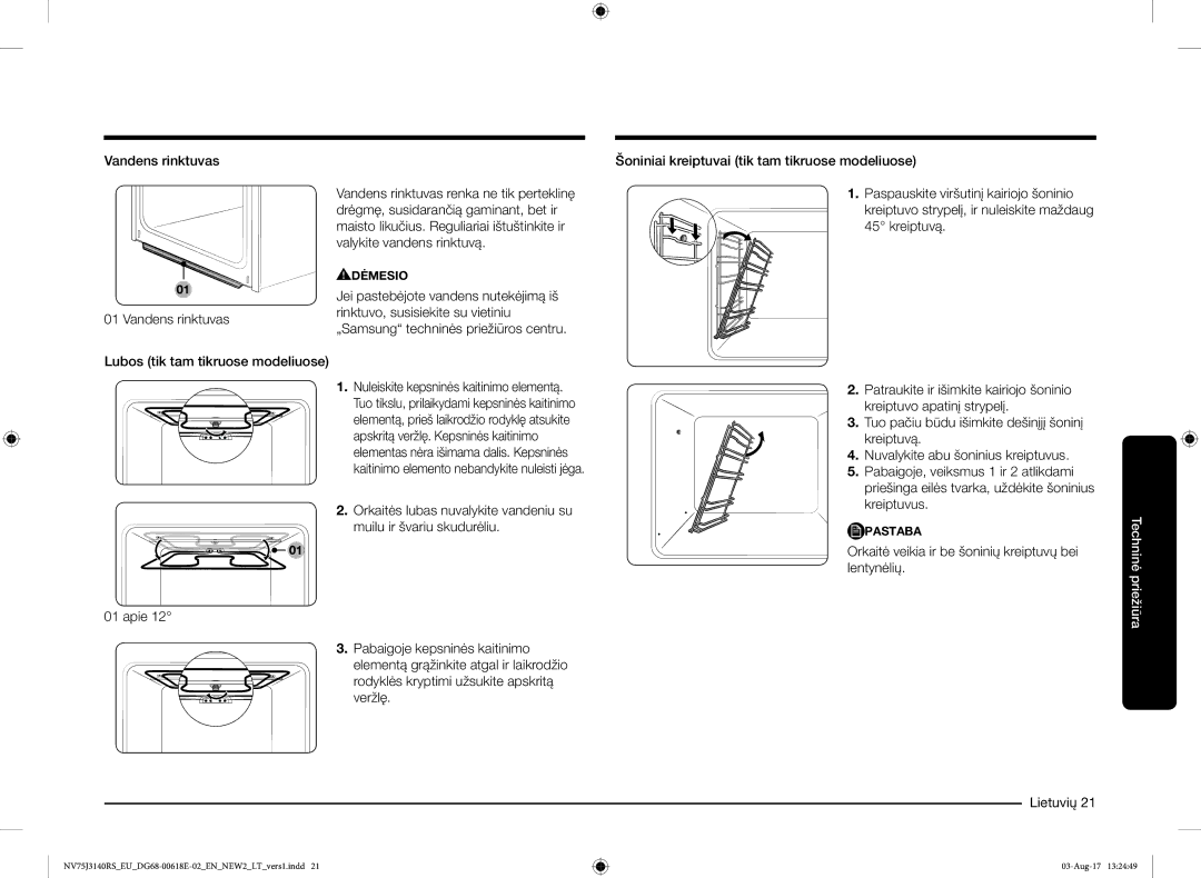 Samsung NV75J3140BS/EO manual Pastaba 