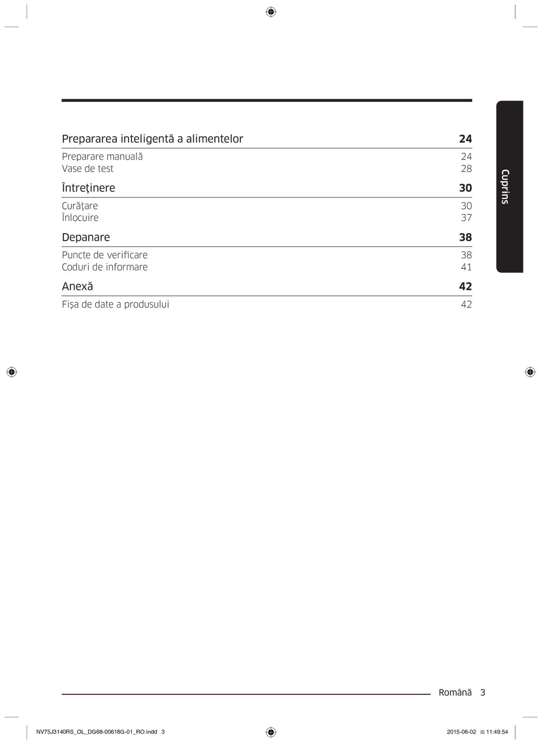 Samsung NV75J3140BS/OL Preparare manuală Vase de test, Curăţare Înlocuire, Puncte de verificare Coduri de informare 