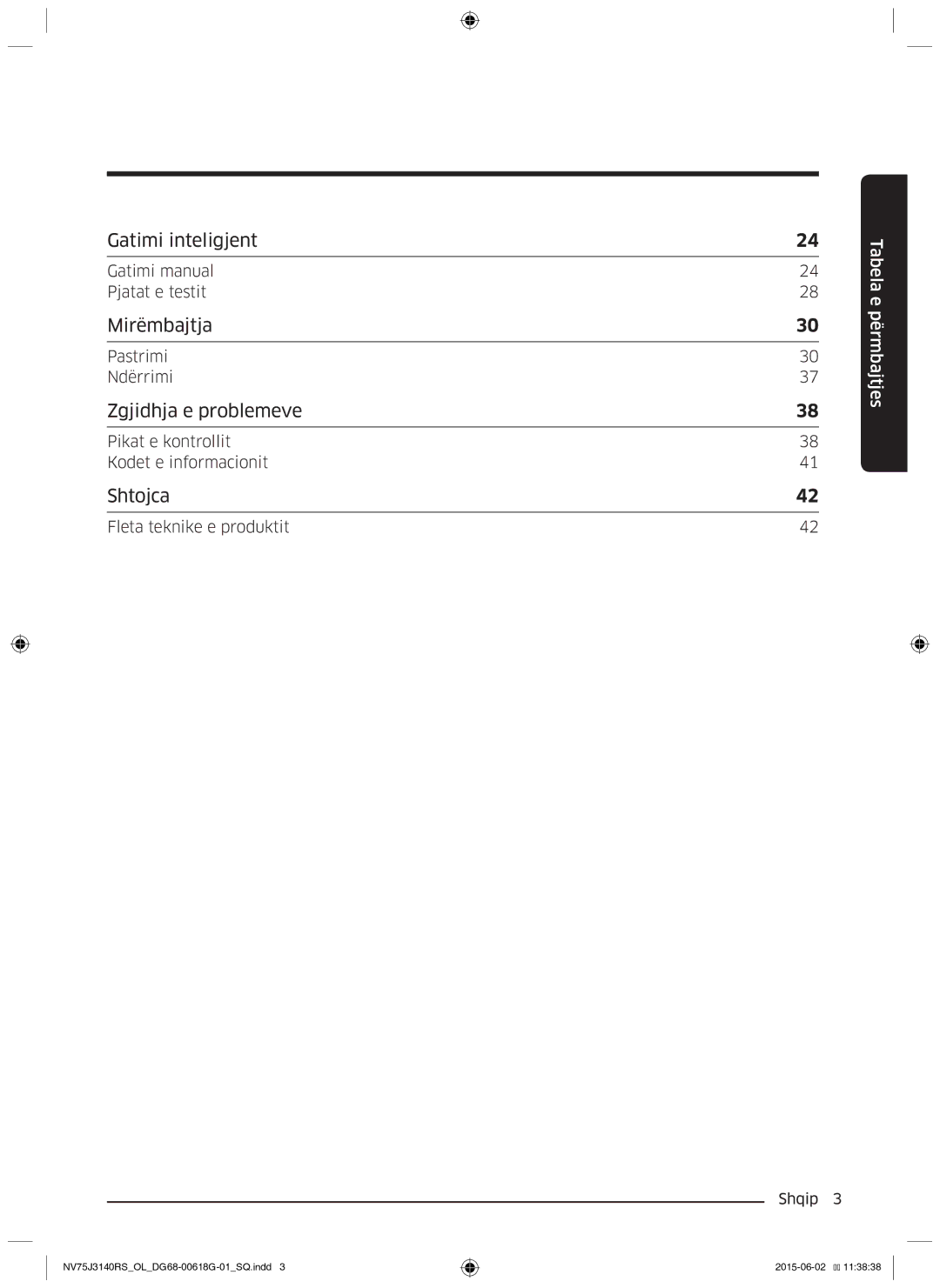 Samsung NV75J3140RS/OL Gatimi manual Pjatat e testit, Pastrimi Ndërrimi, Pikat e kontrollit Kodet e informacionit 