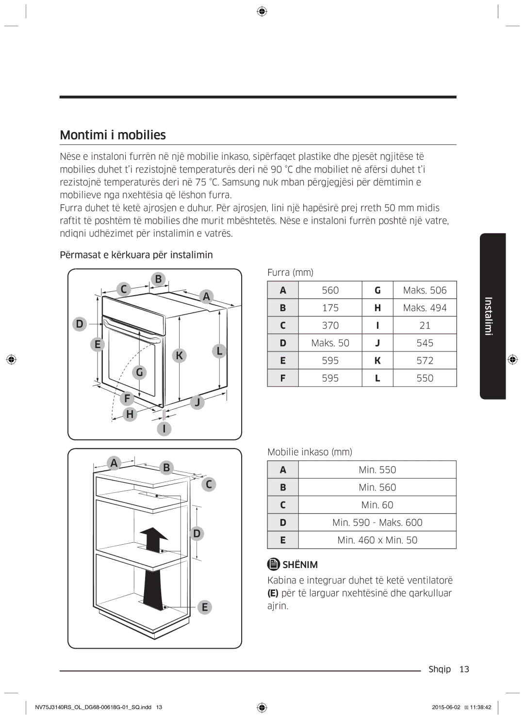 Samsung NV75J3140BS/OL, NV75J3140BB/OL, NV75J3140RS/OL manual Montimi i mobilies 