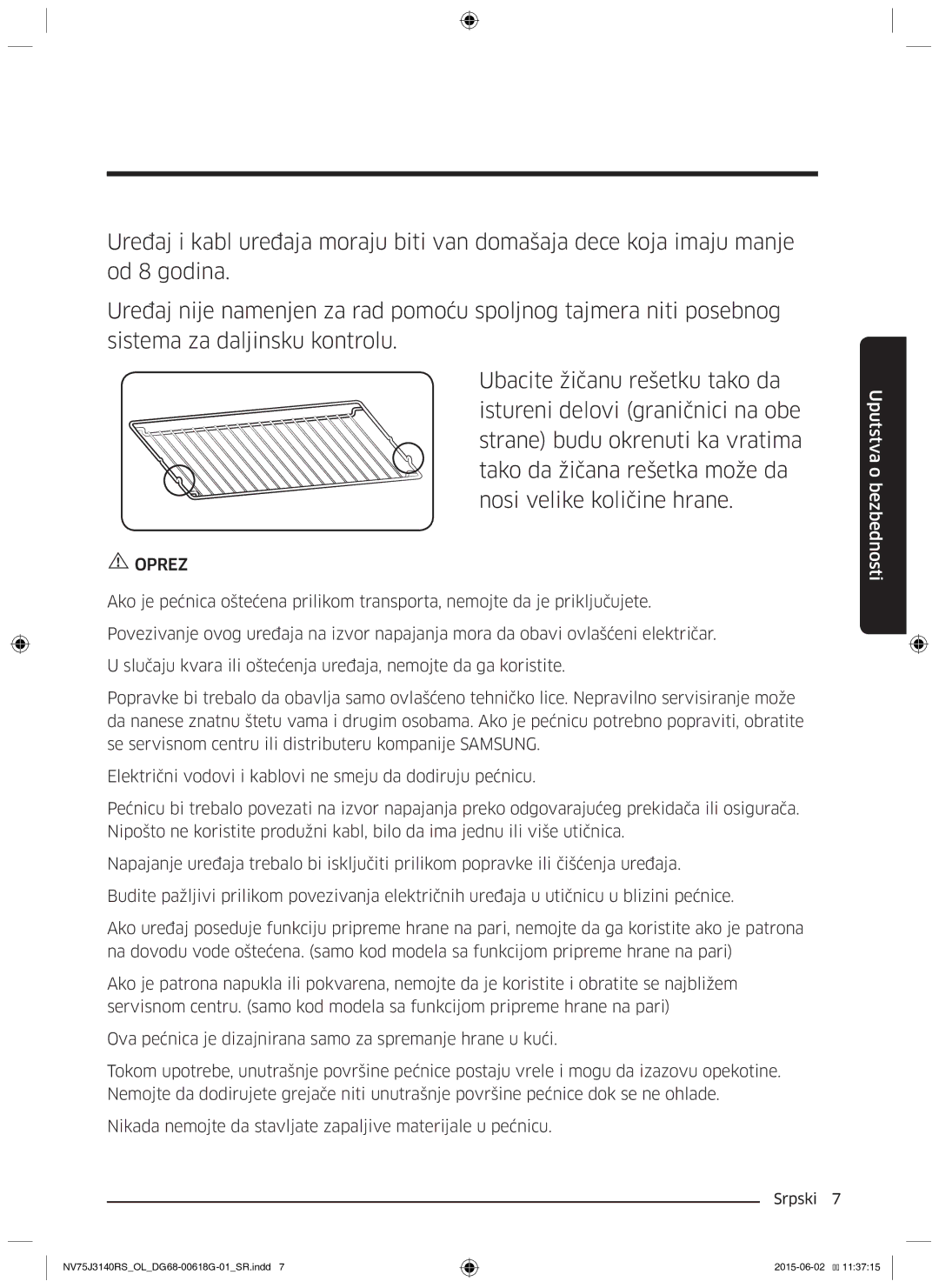 Samsung NV75J3140RS/OL, NV75J3140BS/OL, NV75J3140BB/OL manual Oprez 