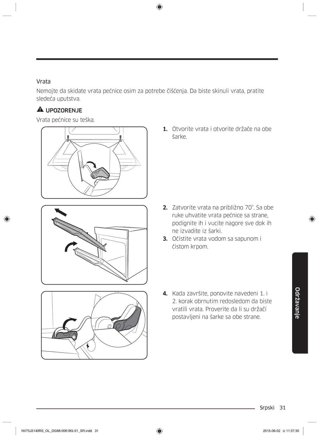 Samsung NV75J3140RS/OL, NV75J3140BS/OL, NV75J3140BB/OL manual Upozorenje 