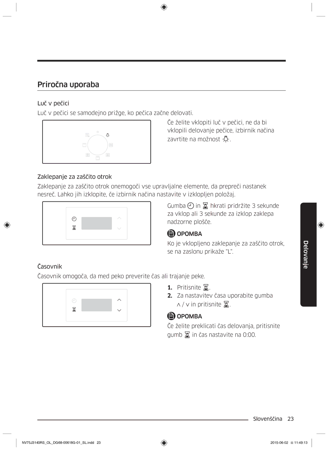 Samsung NV75J3140RS/OL, NV75J3140BS/OL, NV75J3140BB/OL manual Priročna uporaba 