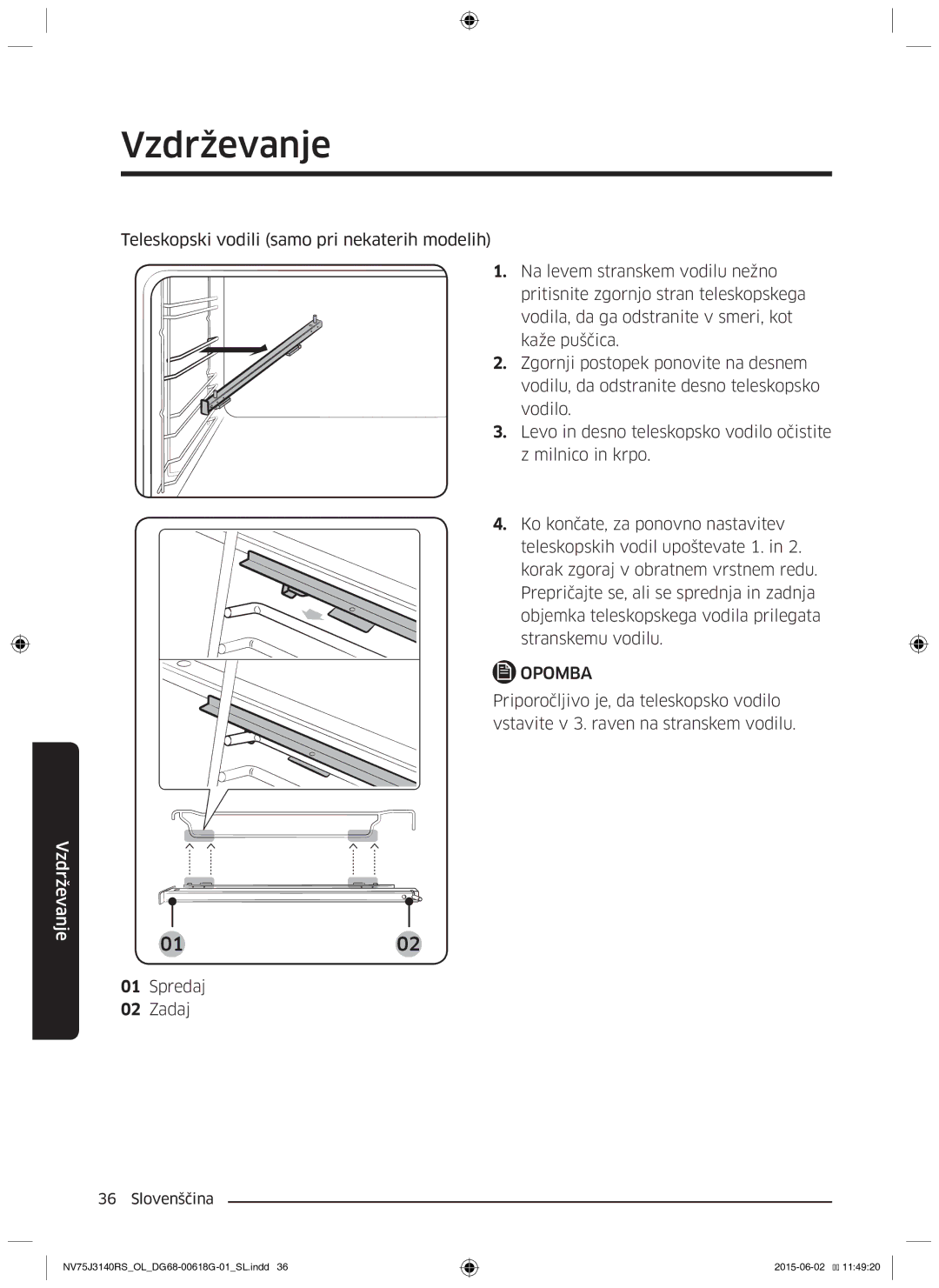 Samsung NV75J3140BS/OL, NV75J3140BB/OL, NV75J3140RS/OL manual Spredaj Zadaj 