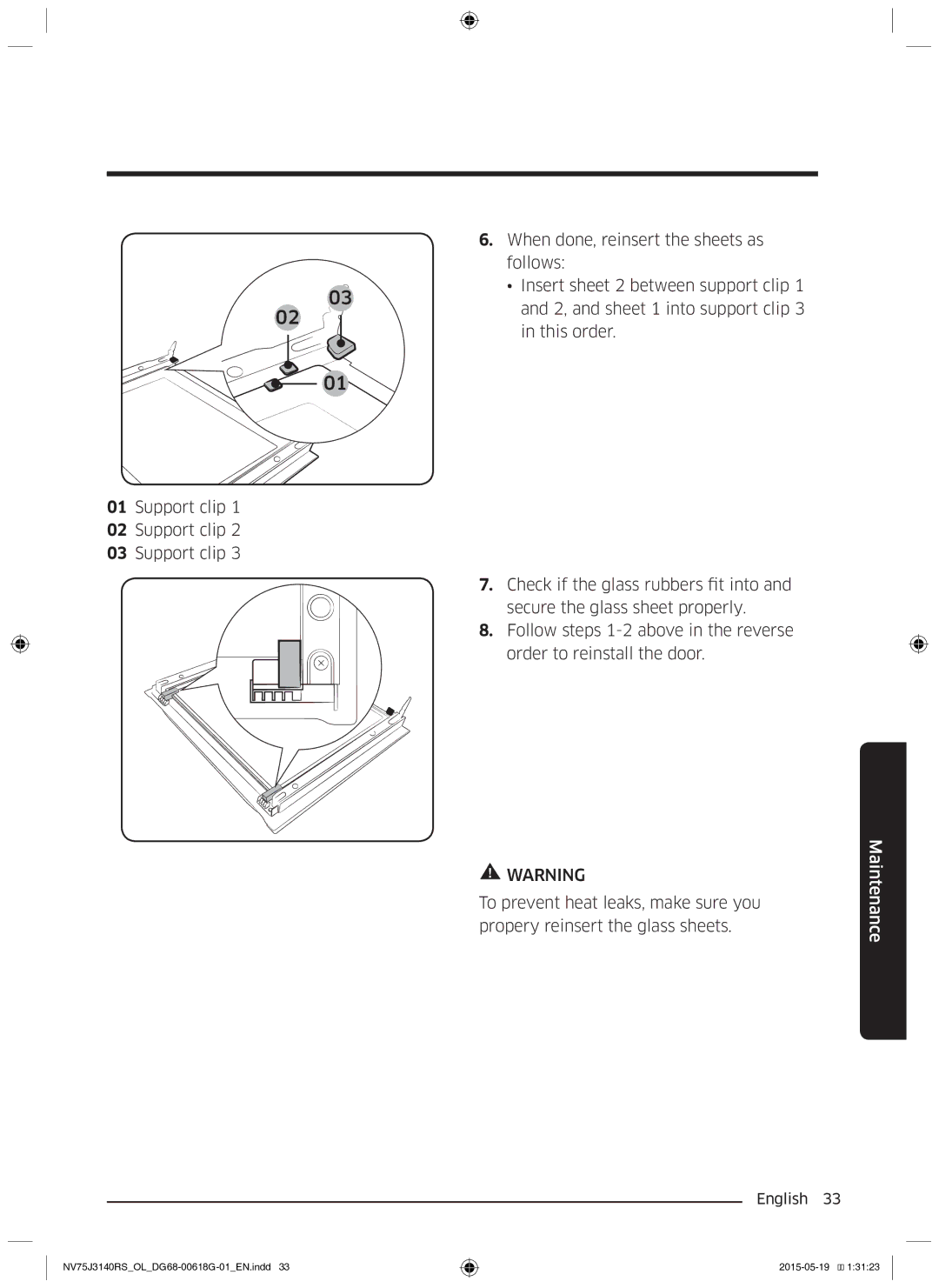 Samsung NV75J3140RS/OL, NV75J3140BS/OL, NV75J3140BB/OL manual Maintenance 