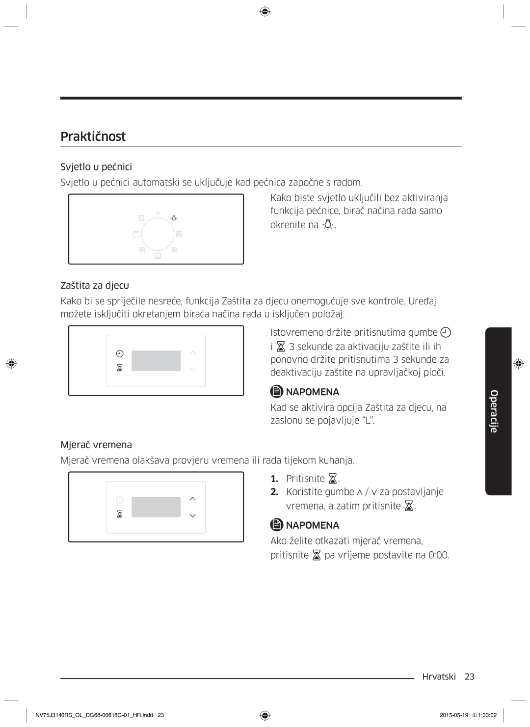 Samsung NV75J3140BB/OL, NV75J3140BS/OL, NV75J3140RS/OL manual Praktičnost, Vremena, a zatim pritisnite 