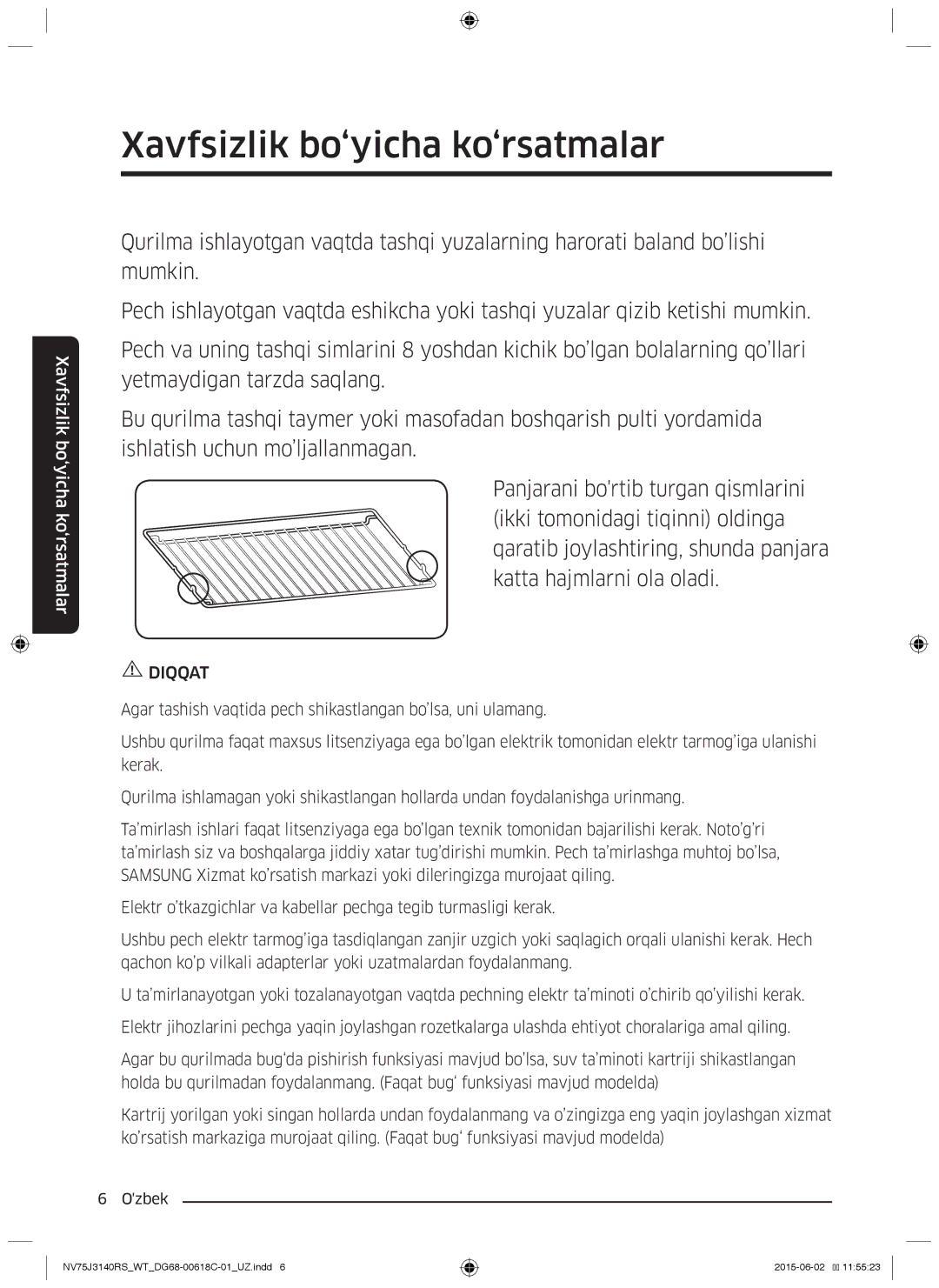 Samsung NV75J3140BB/WT, NV75J3140BW/WT, NV75J3140RS/WT, NV75J3140RW/WT, NV75J3140BS/WT manual Diqqat 