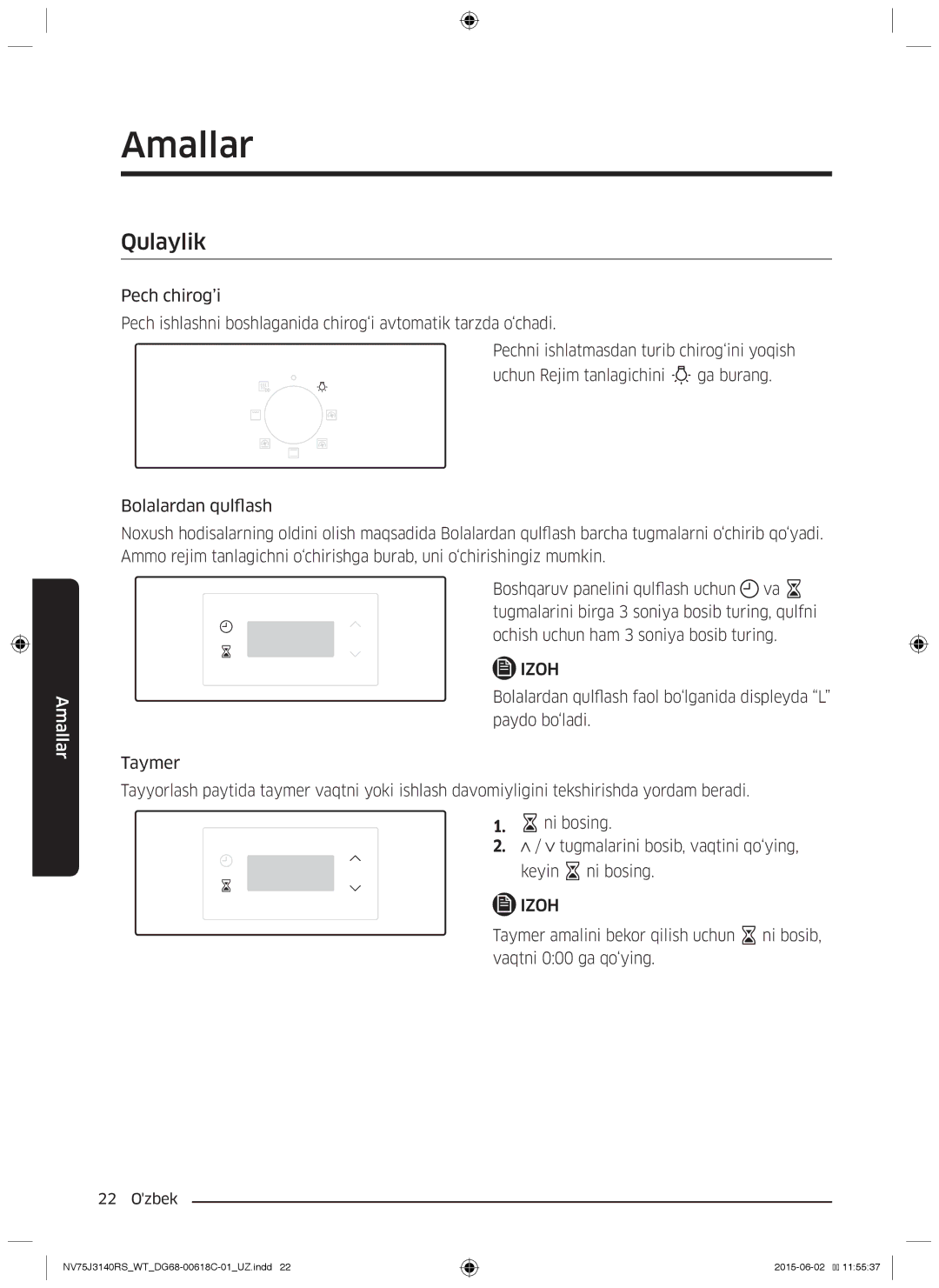 Samsung NV75J3140BS/WT, NV75J3140BW/WT, NV75J3140RS/WT, NV75J3140RW/WT, NV75J3140BB/WT manual Qulaylik 