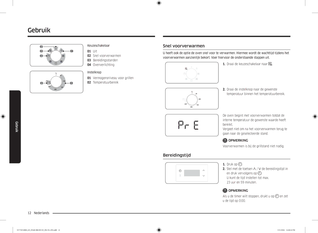 Samsung NV75J3140RS/EF manual Snel voorverwarmen, Bereidingstijd 