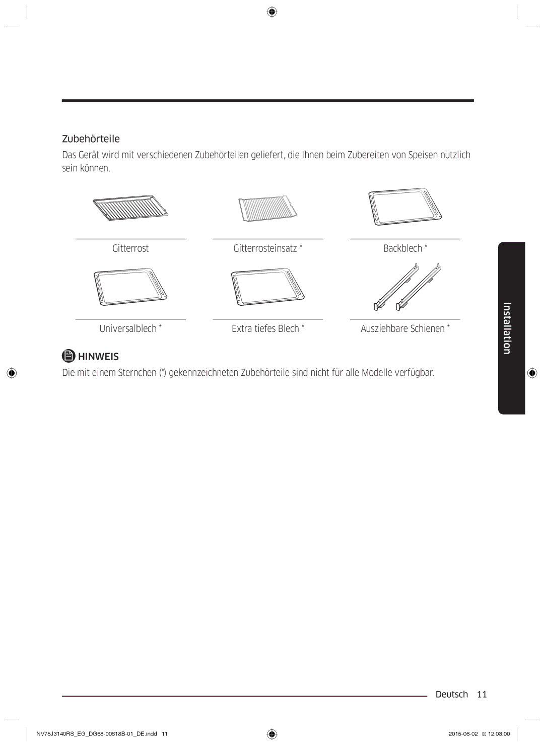 Samsung NV75J3140RS/EG manual Ausziehbare Schienen 