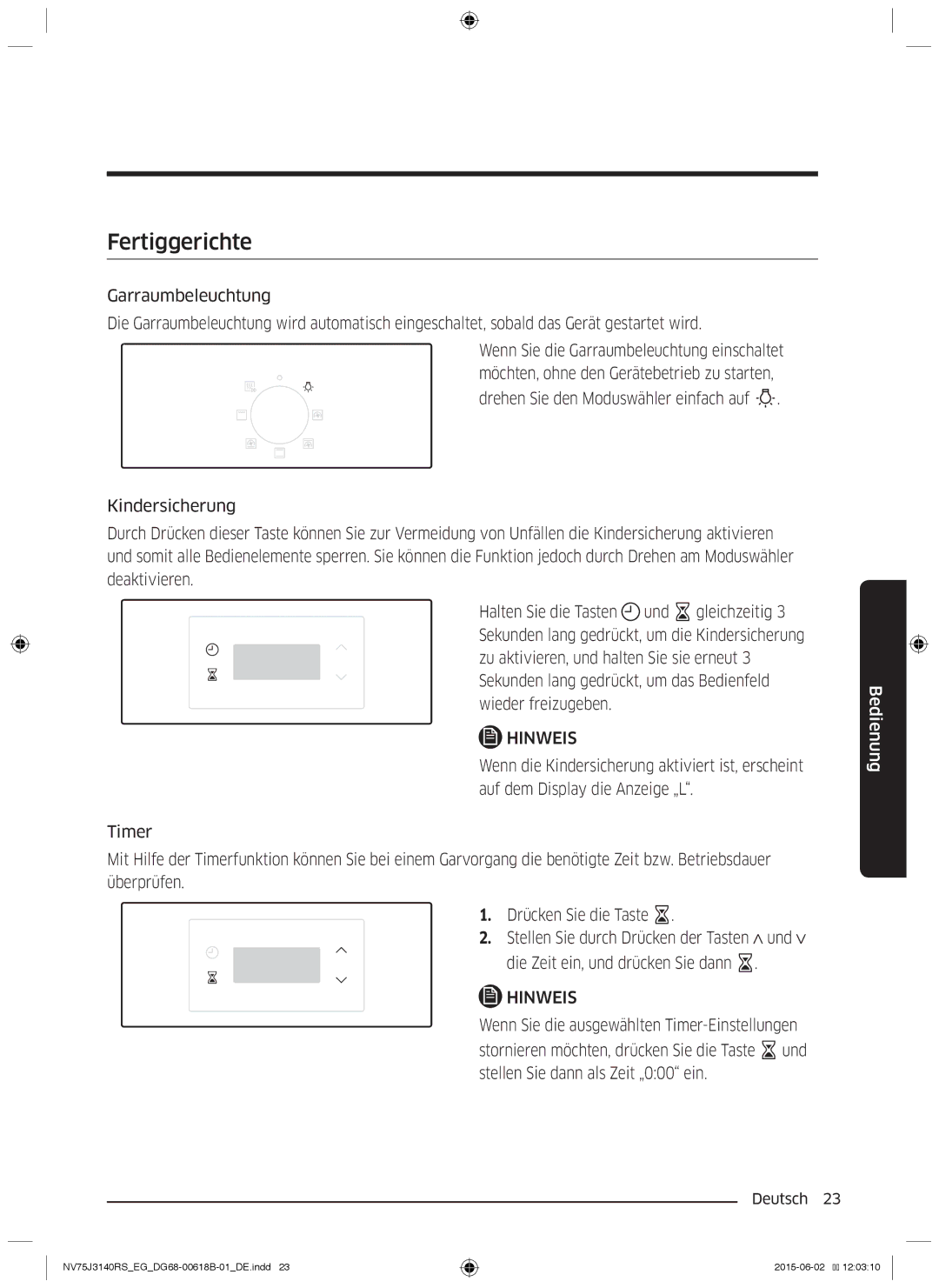 Samsung NV75J3140RS/EG manual Fertiggerichte 