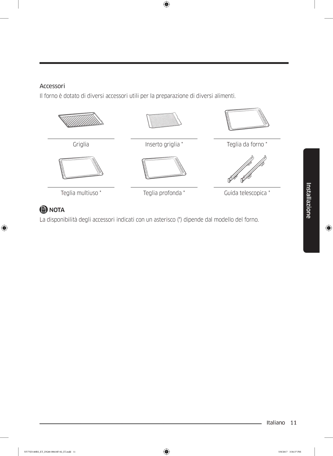 Samsung NV75J3140RS/ET manual Guida telescopica 