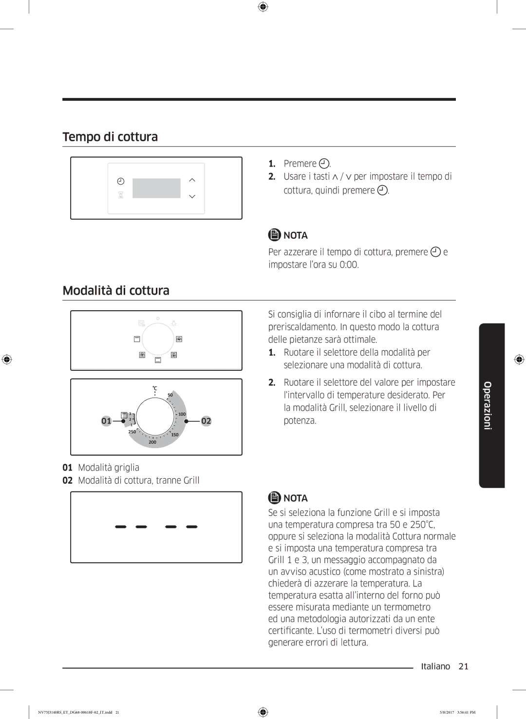 Samsung NV75J3140RS/ET manual Tempo di cottura, Modalità di cottura, Premere, Usare i tasti / per impostare il tempo di 