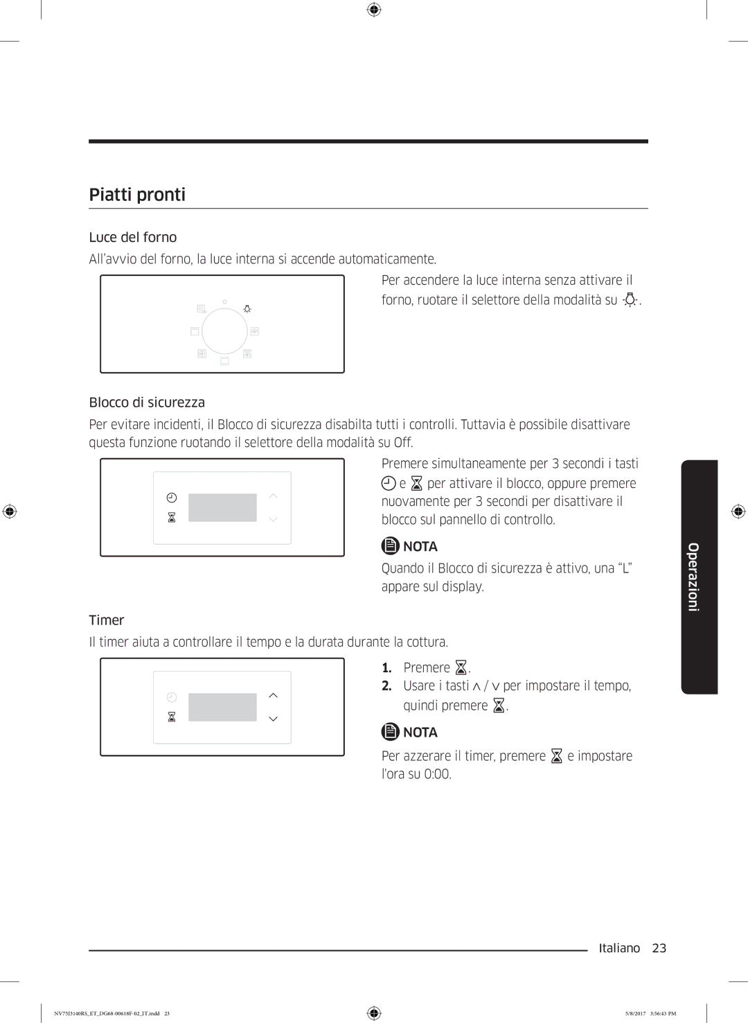 Samsung NV75J3140RS/ET manual Piatti pronti 