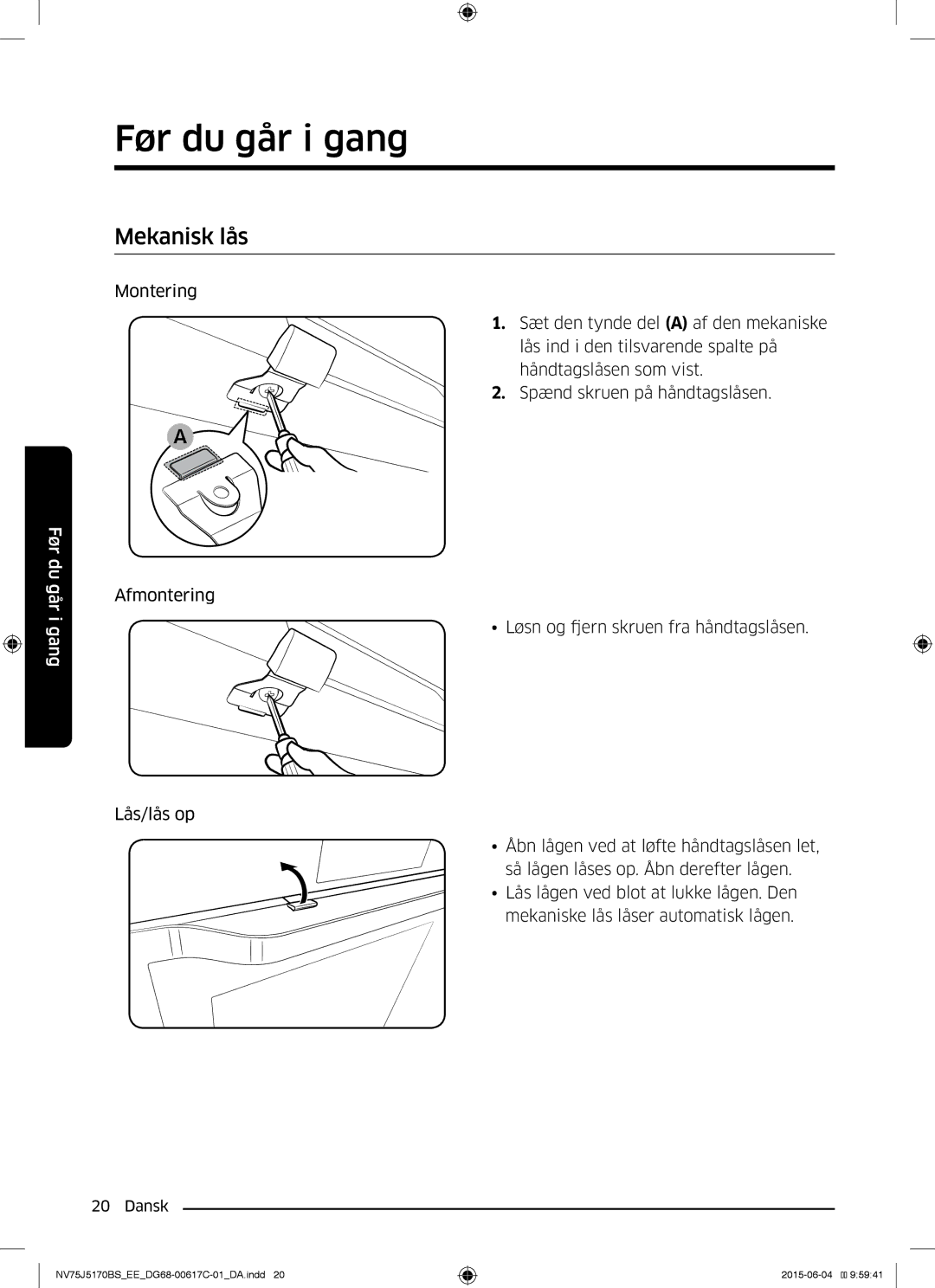 Samsung NV75J5170BS/EE manual Før du 