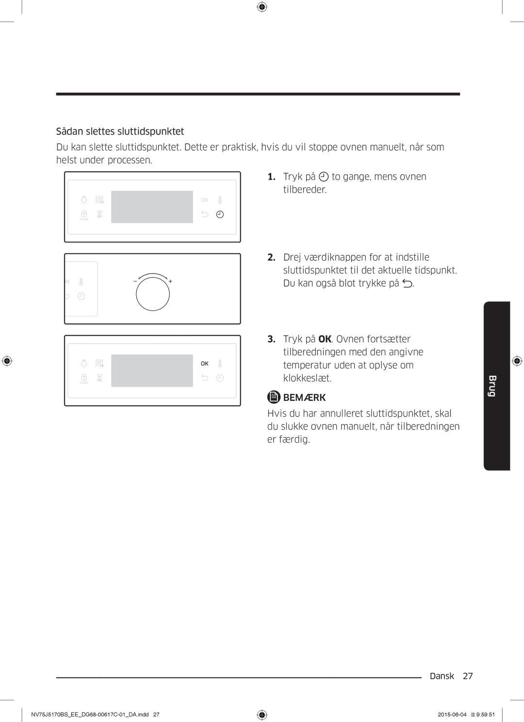 Samsung NV75J5170BS/EE manual Bemærk 