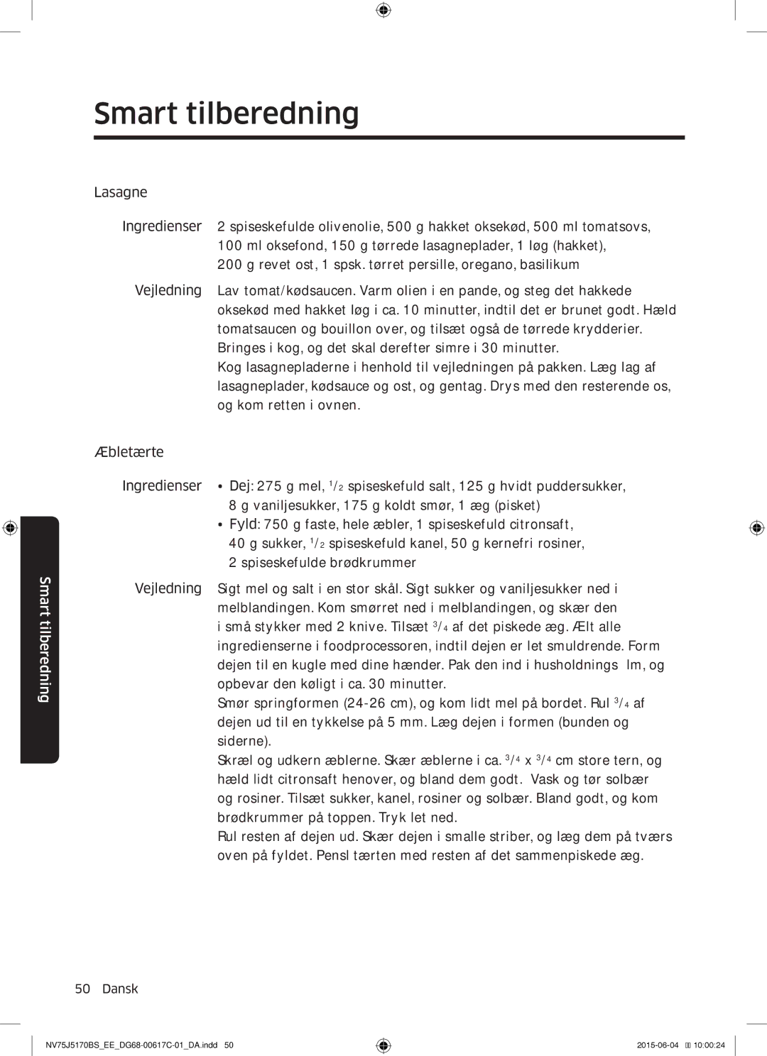 Samsung NV75J5170BS/EE manual Smart tilberedning 