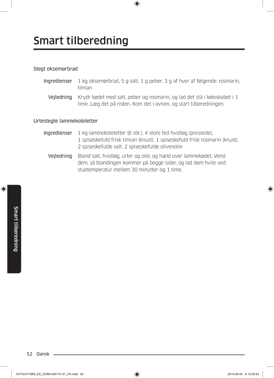 Samsung NV75J5170BS/EE manual Smart tilberedning 