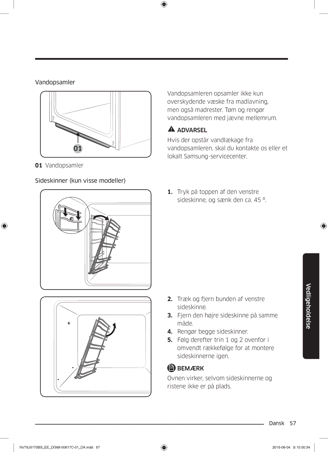 Samsung NV75J5170BS/EE manual Bemærk 