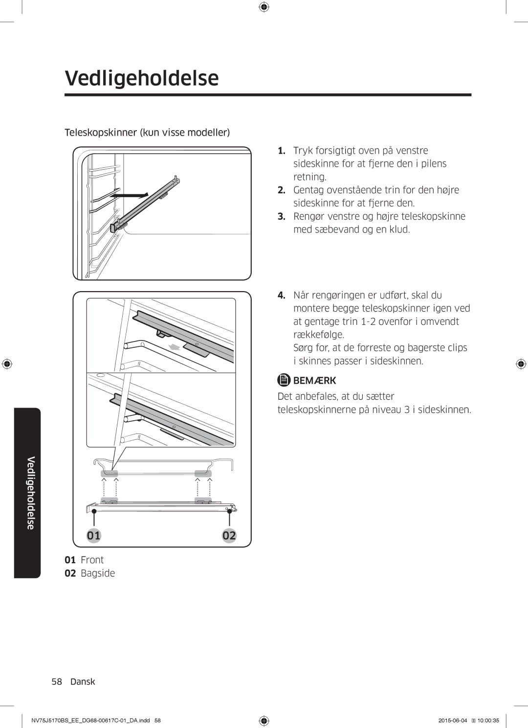 Samsung NV75J5170BS/EE manual Front Bagside 