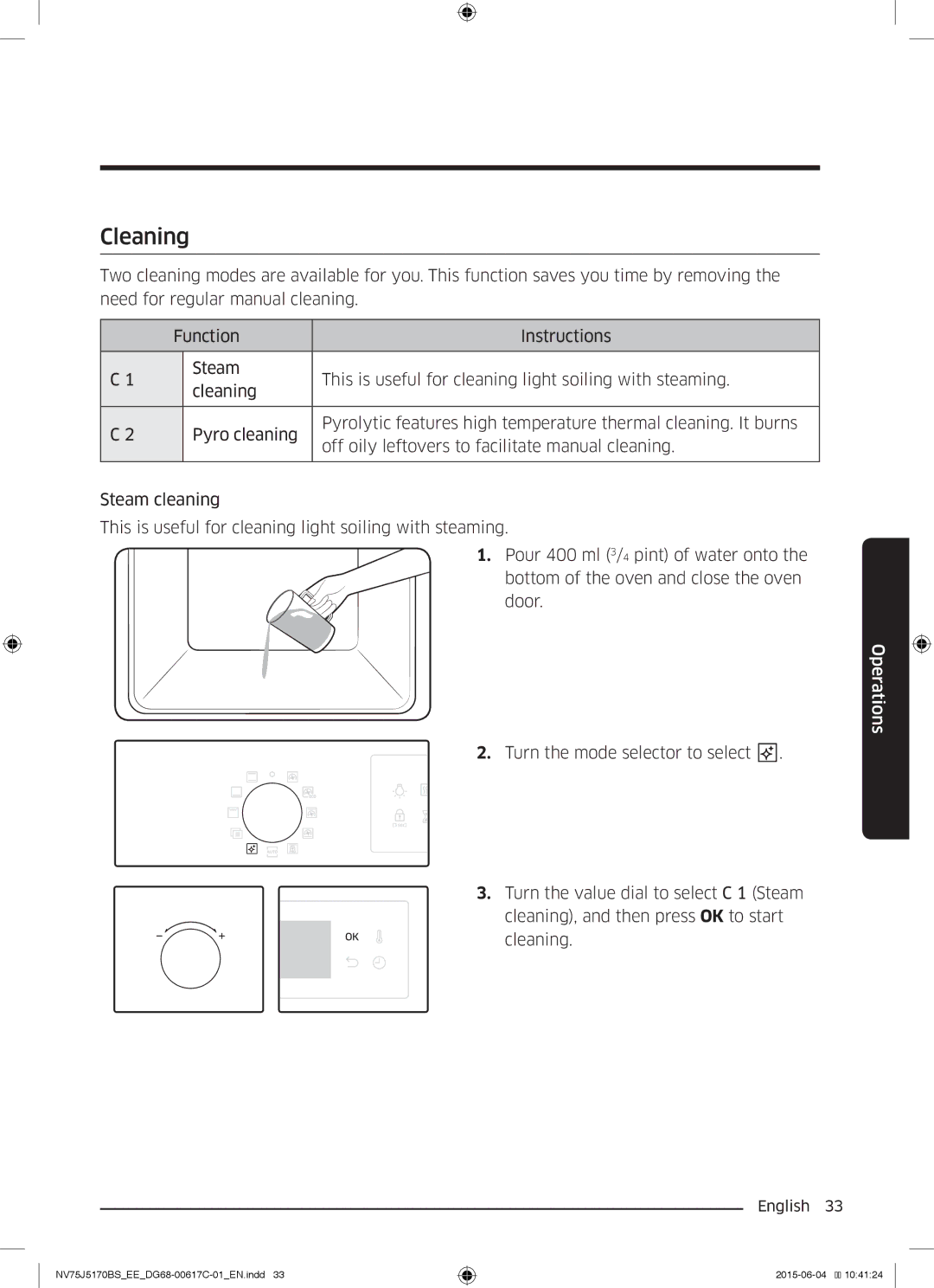 Samsung NV75J5170BS/EE manual Cleaning 