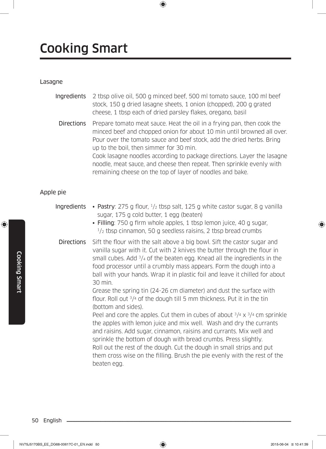 Samsung NV75J5170BS/EE manual Cooking Smart 