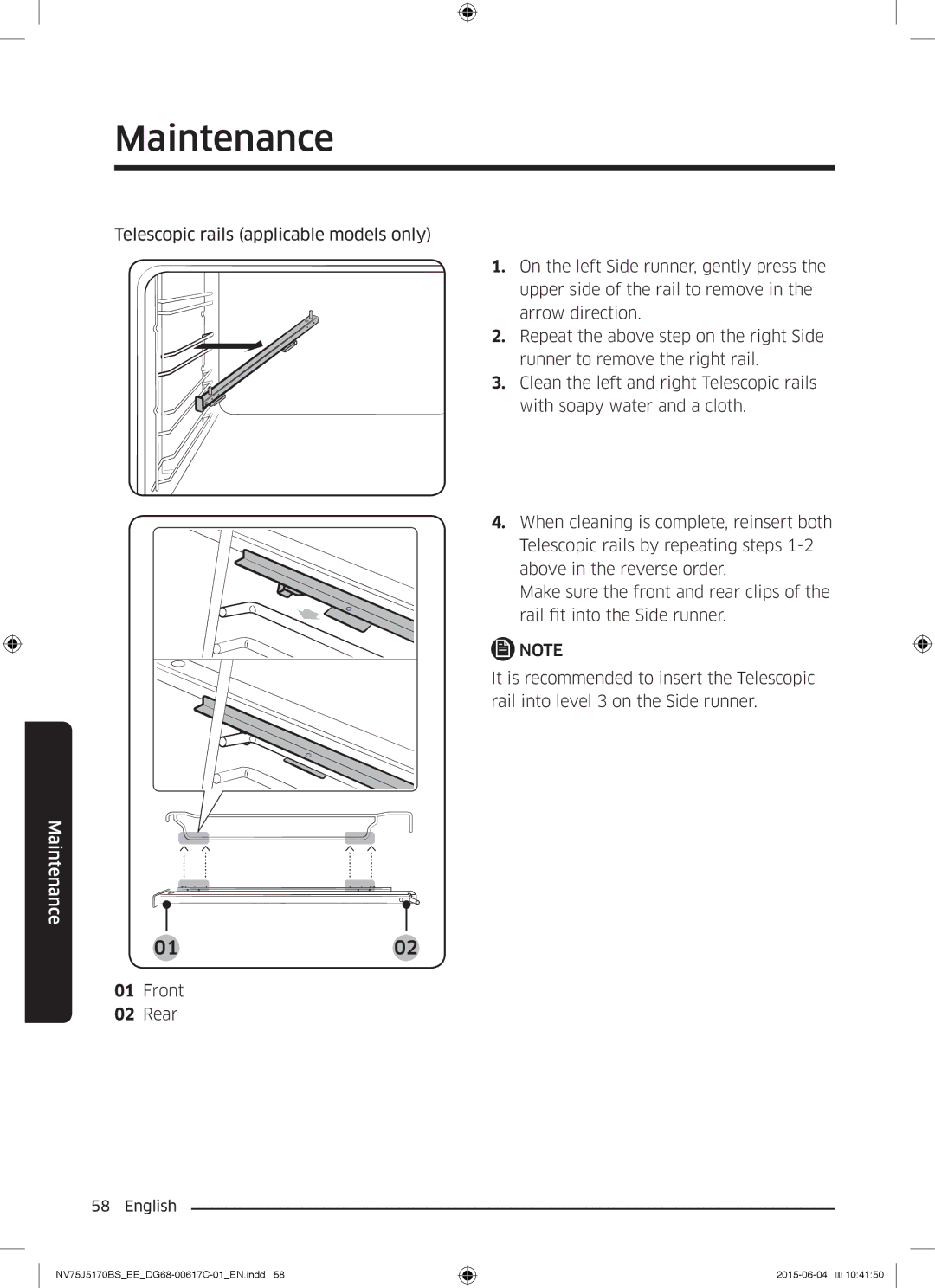 Samsung NV75J5170BS/EE manual Front Rear 