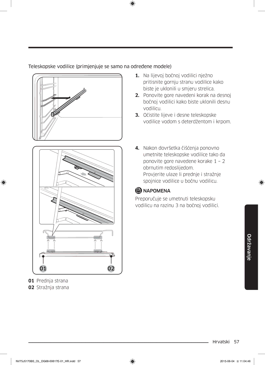 Samsung NV75J5170BS/OL manual Prednja strana Stražnja strana 