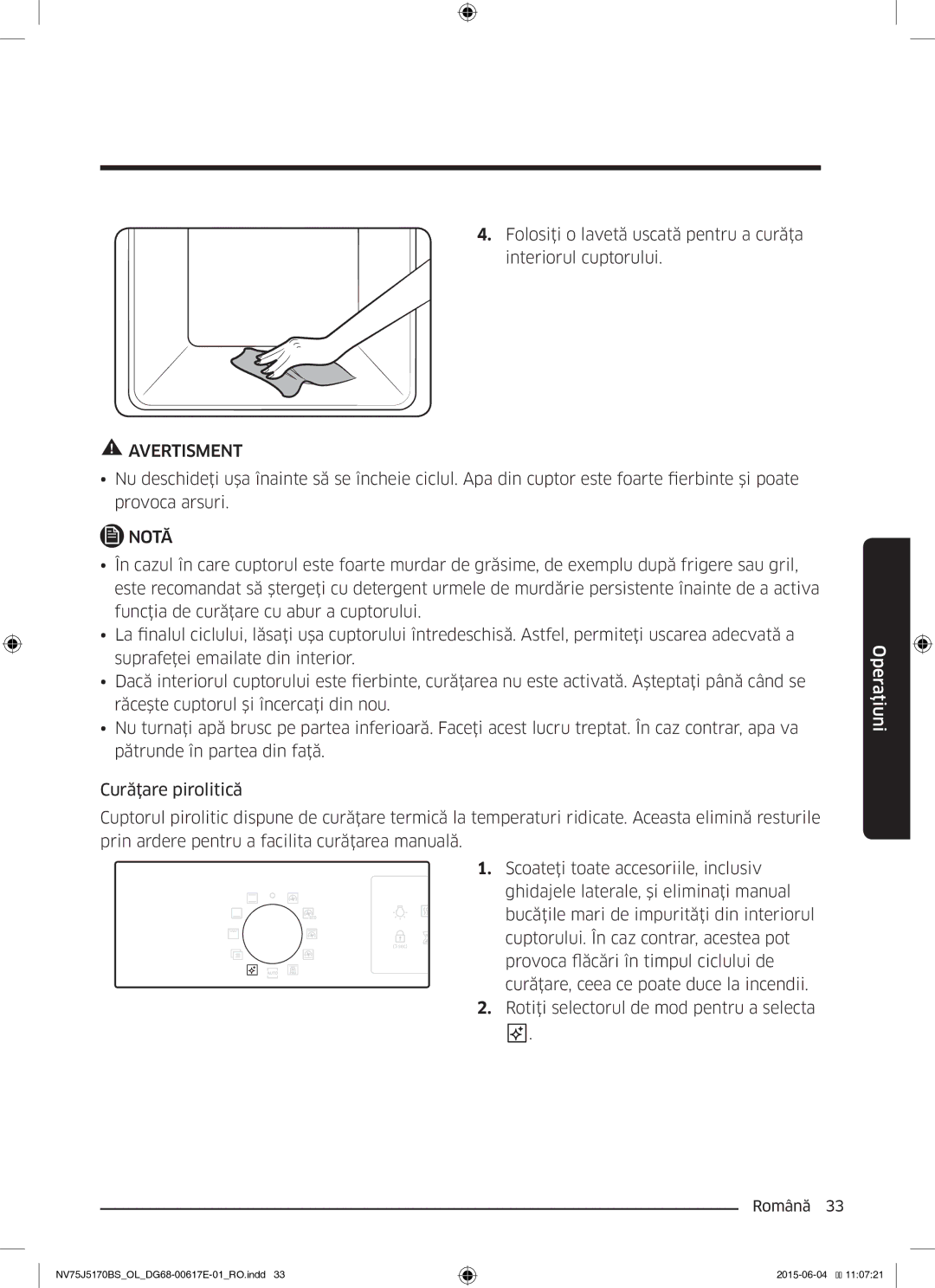 Samsung NV75J5170BS/OL manual Avertisment 