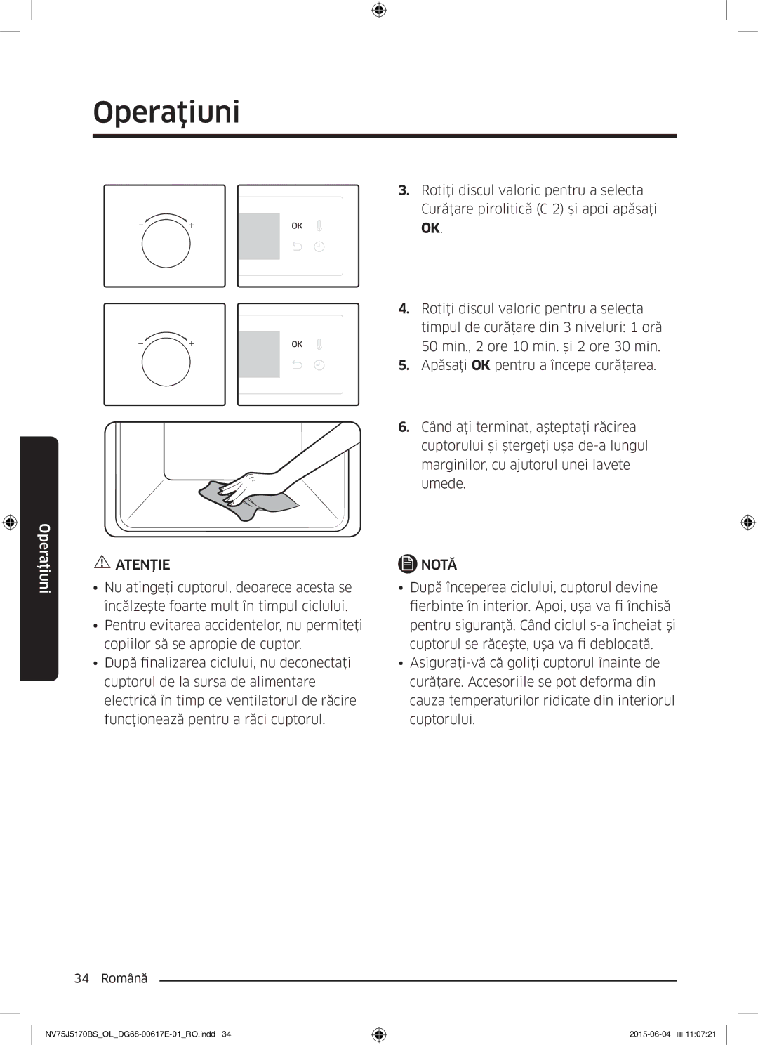 Samsung NV75J5170BS/OL manual Atenţie 