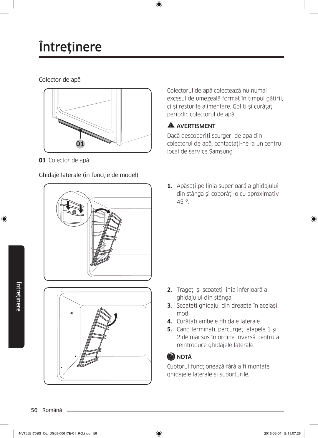 Samsung NV75J5170BS/OL manual Notă 