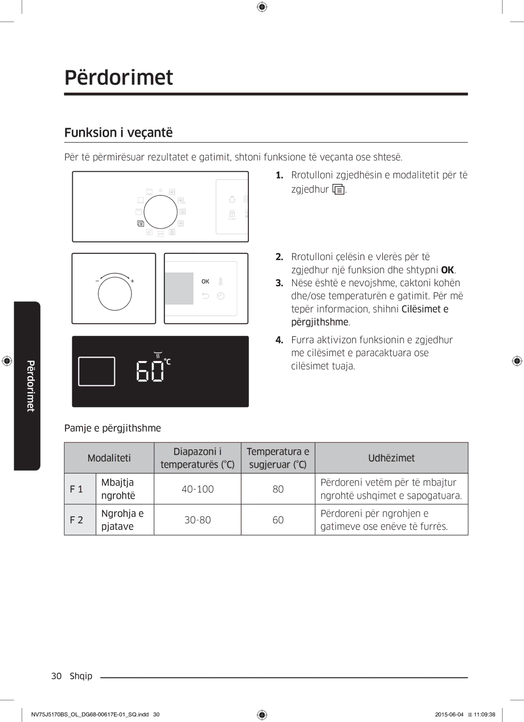 Samsung NV75J5170BS/OL manual Funksion i veçantë 