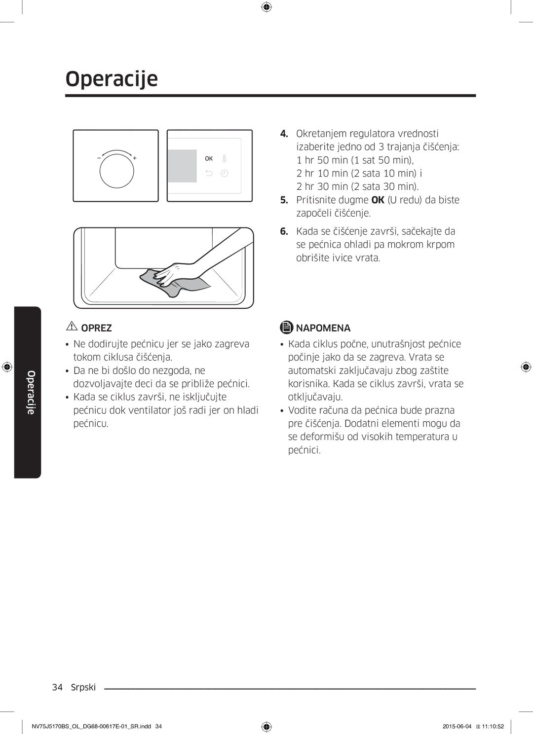 Samsung NV75J5170BS/OL manual Oprez 