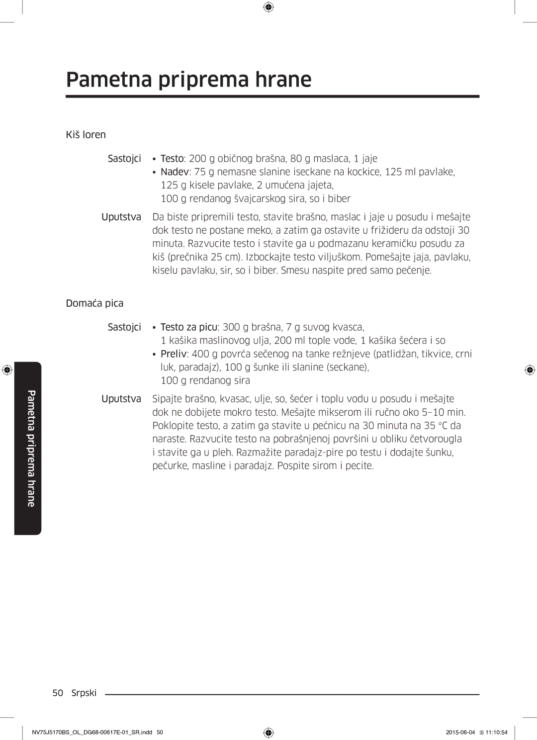 Samsung NV75J5170BS/OL manual Pametna priprema hrane 