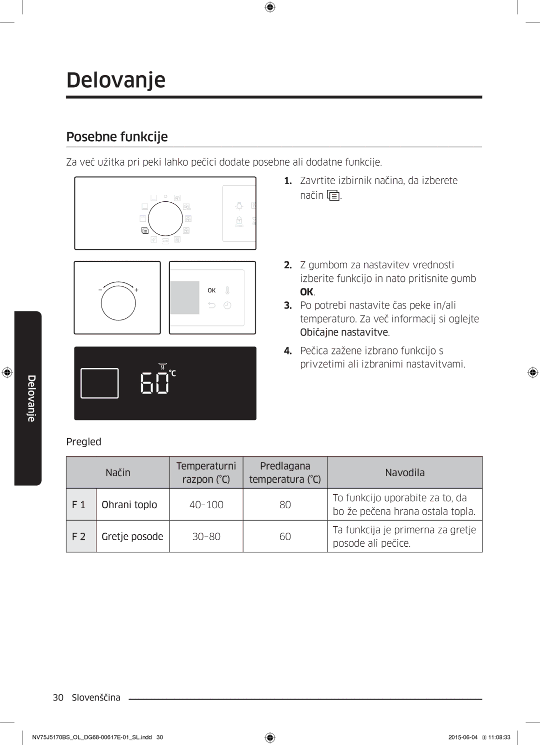 Samsung NV75J5170BS/OL manual Posebne funkcije 