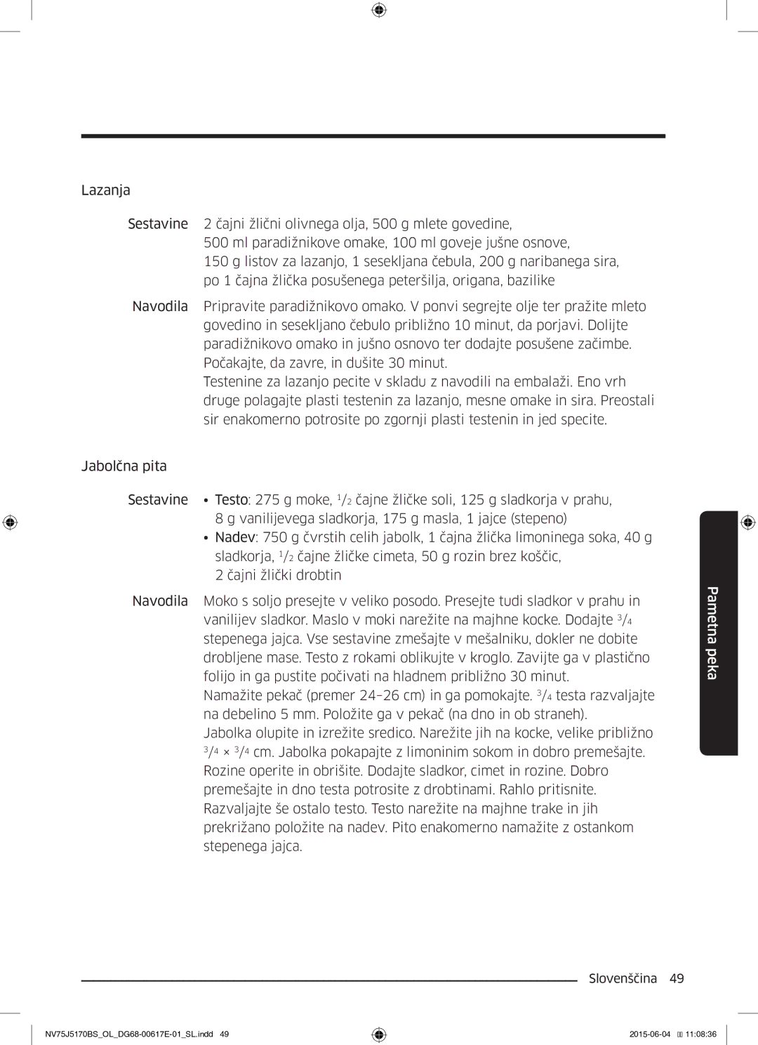 Samsung NV75J5170BS/OL manual Pametna peka 